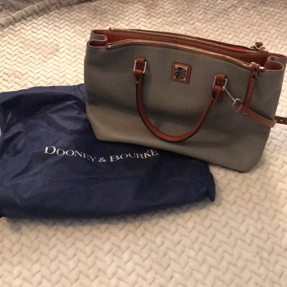 Dooney & Bourke Gray Tote with Brown Trim
